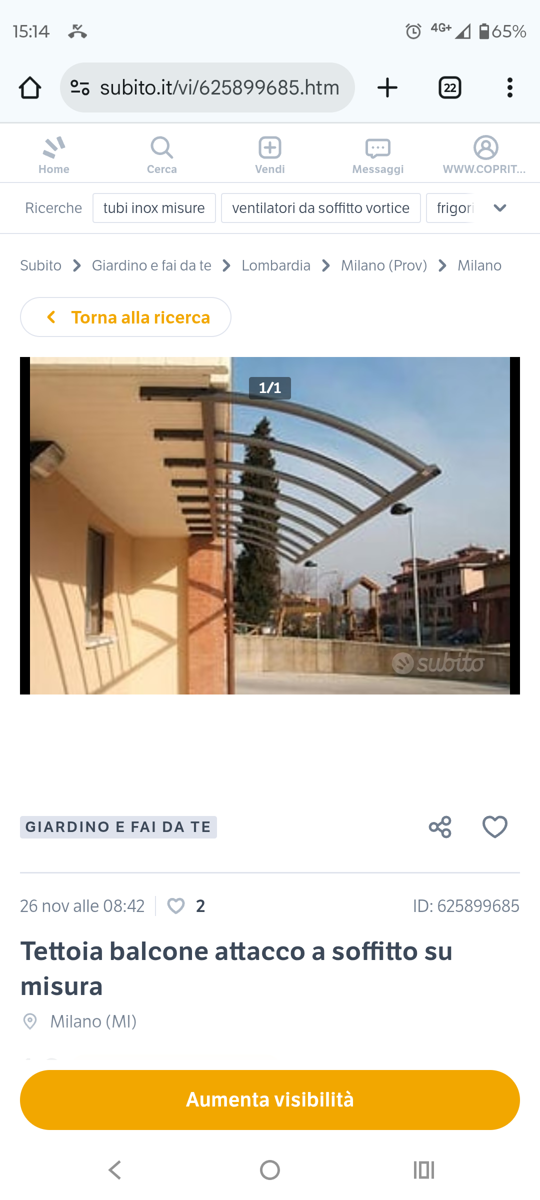 Pensilina Sotto Balcone in Policarbonato e Alluminio