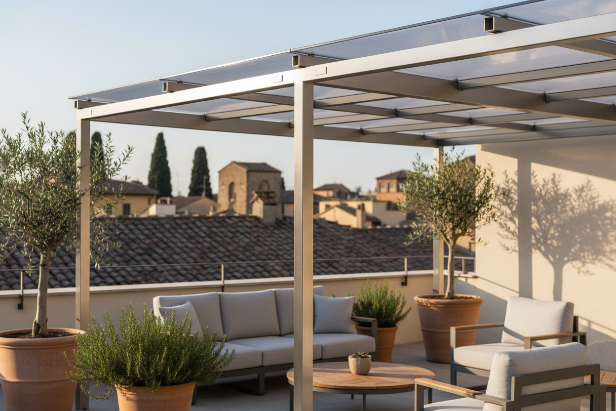 Auvents de terrasse en acier - Couvertures de terrasse sur mesure