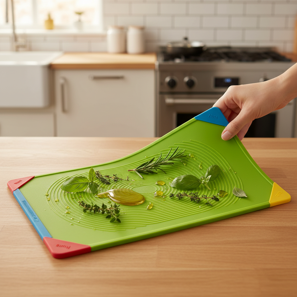 Planche à découper FlexHarvest - Planche à découper flexible et sans picots, infusée d'épices