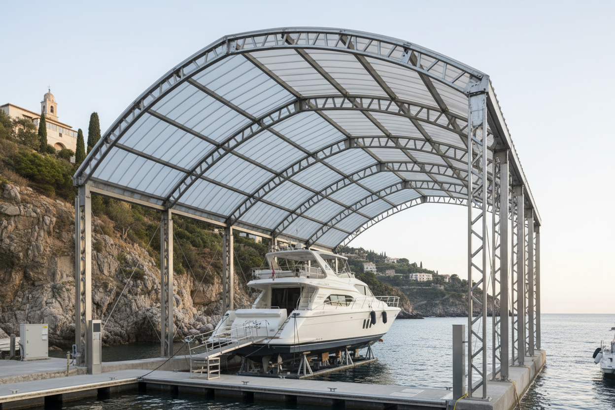 Tettoie per Barche in Acciaio - Coperture Imbarcazioni Su Misura