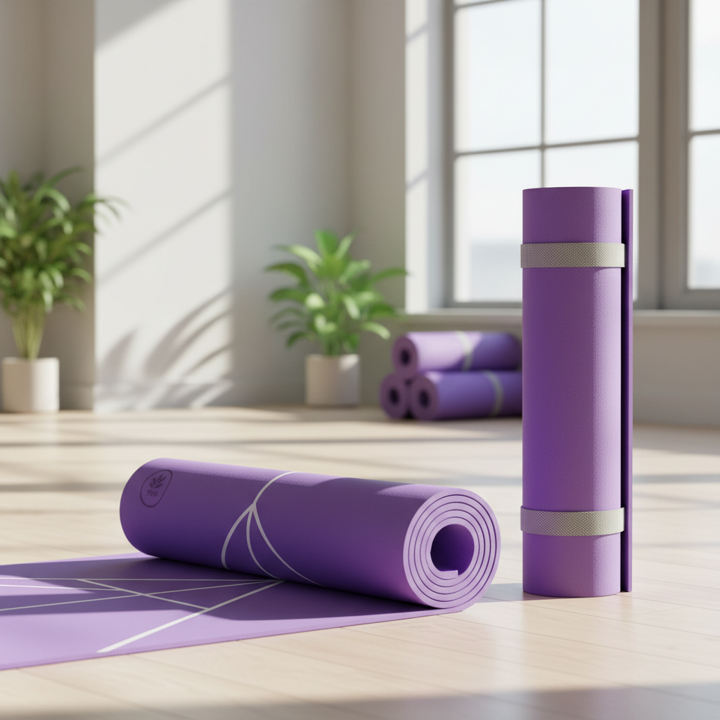 Tapis de yoga antidérapant de 6 mm d'épaisseur - Tapis de fitness avec lignes d'alignement
