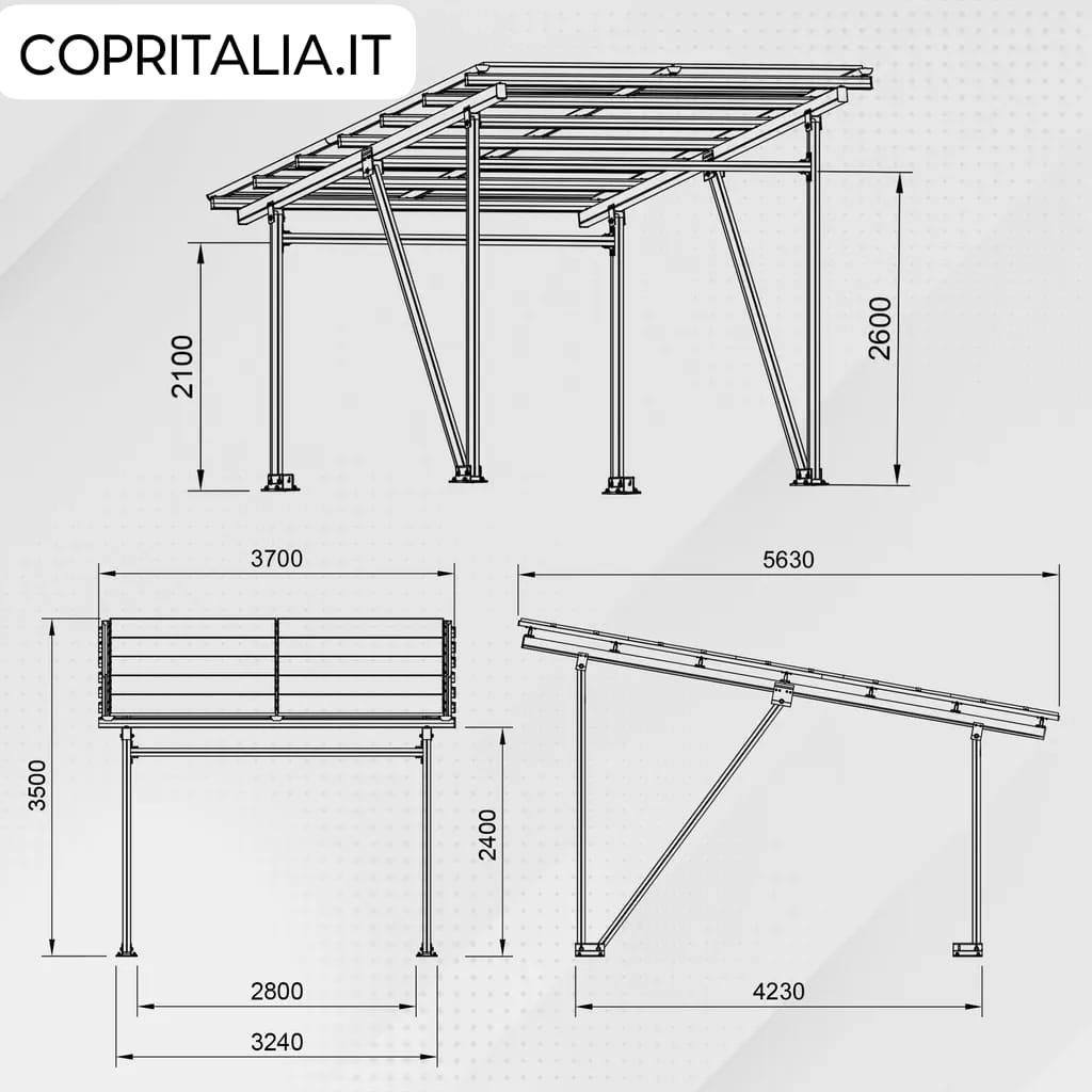 Pergola carport mod SOLSTIZIO