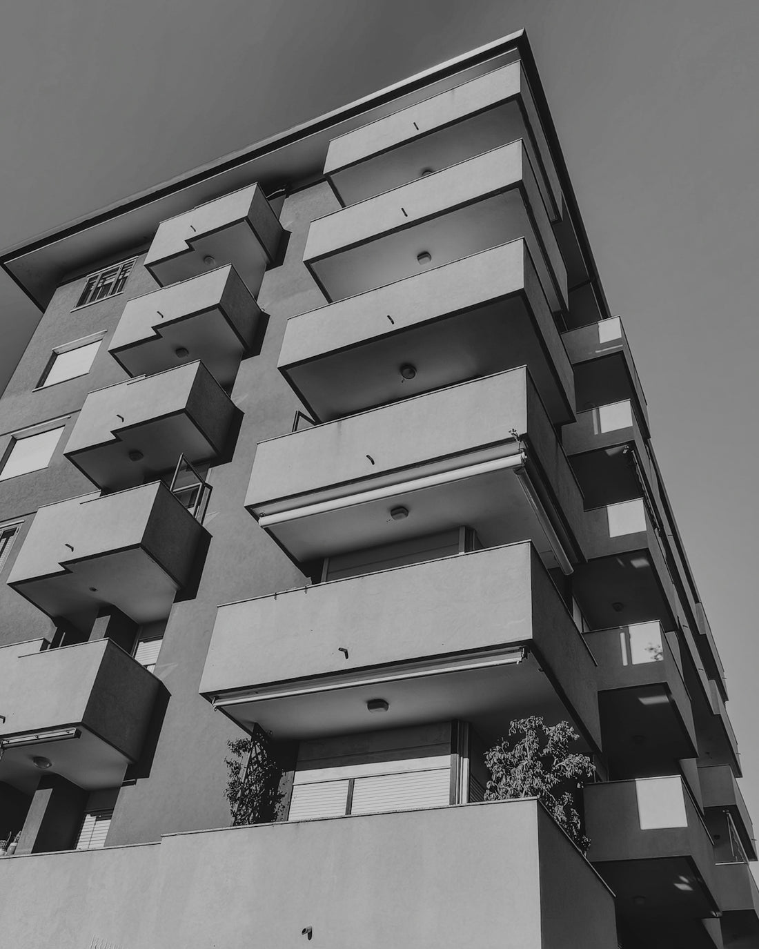 Modern apartment building with many balconies