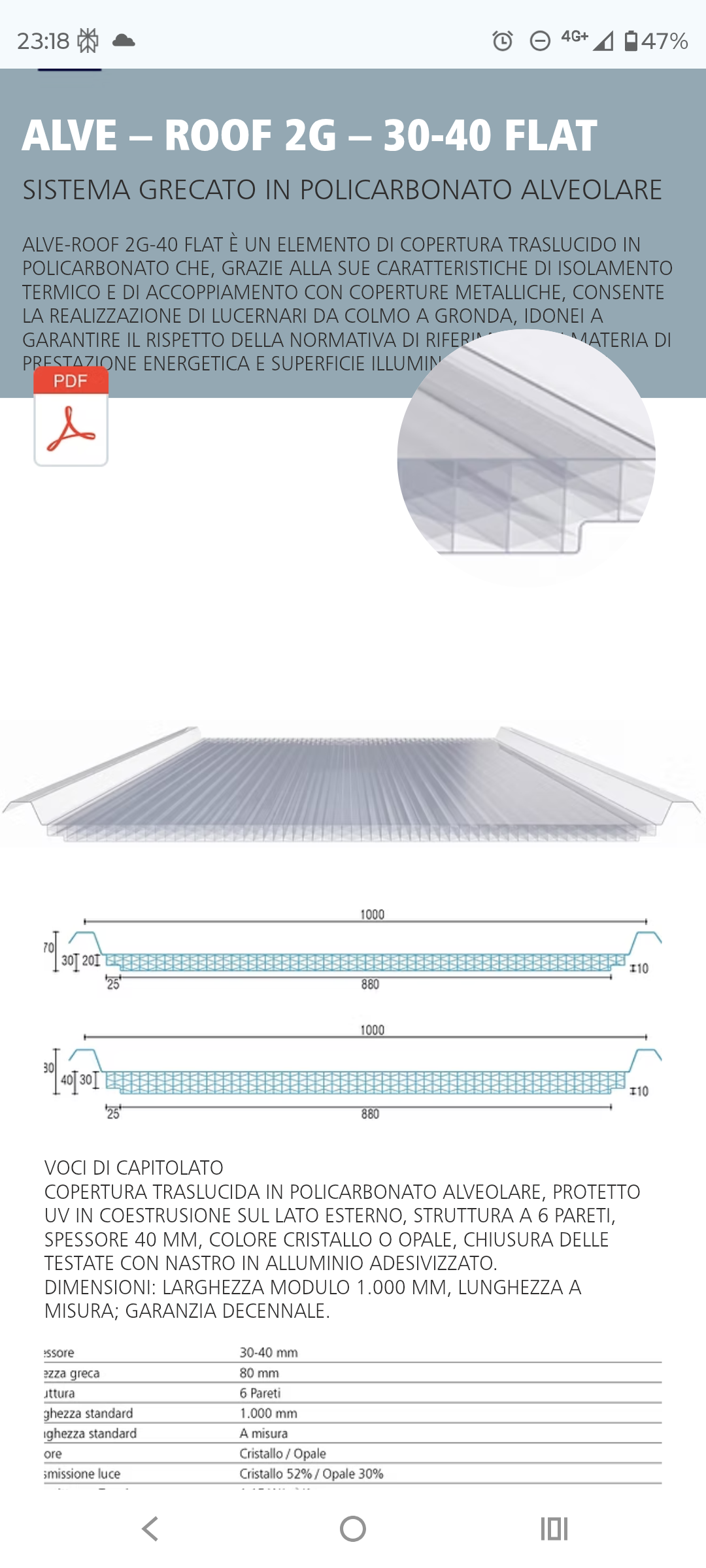 Plaque de polycarbonate ondulée plate ALVE ROOF 2G 30-40 - Puits de lumière, auvents, toitures