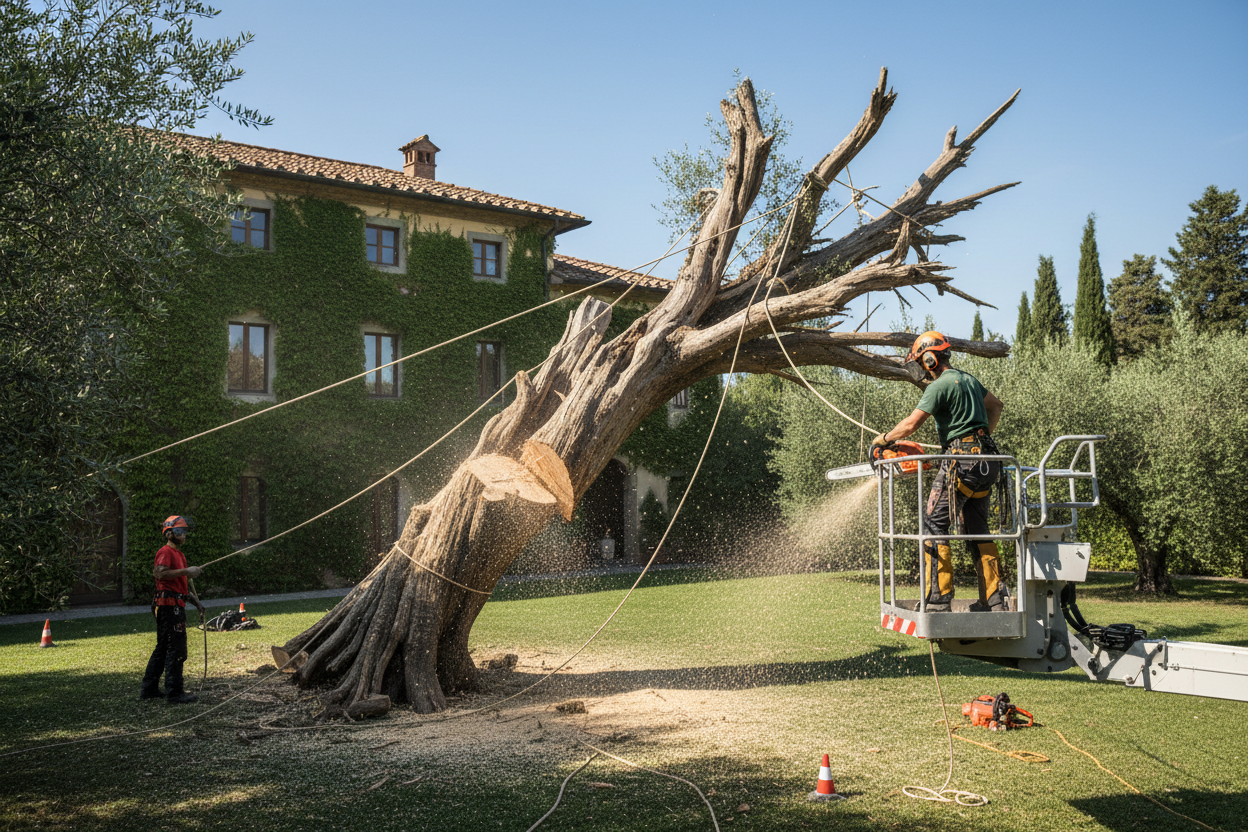 Abbattimento albero pericoloso