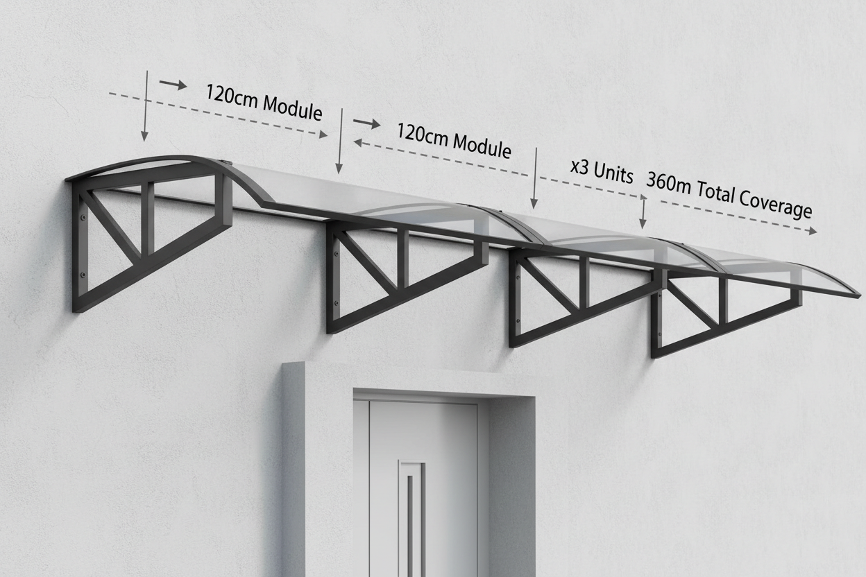 Auvent de porte modulaire 120x80 - Système extensible