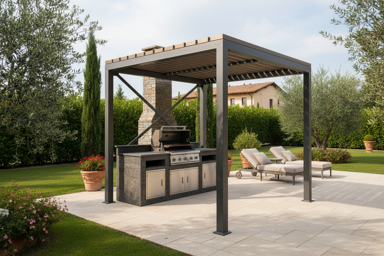 Auvents en acier pour barbecue - Housses sur mesure pour barbecues et grils