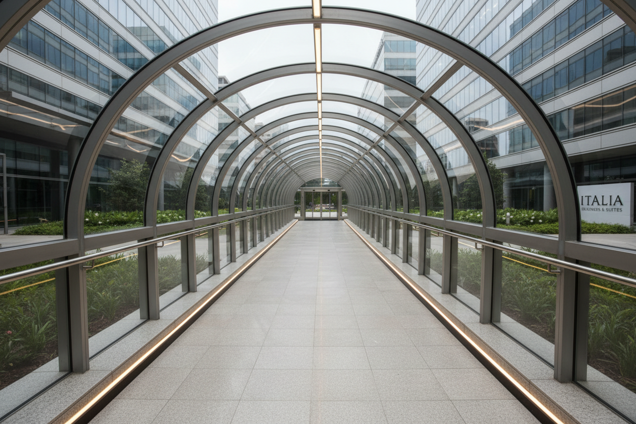 Passages piétonniers couverts sur mesure - Passages protégés pour entreprises, hôtels et clients privés
