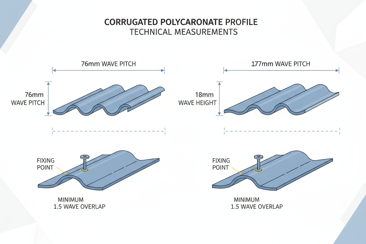 Plaques de polycarbonate ondulées - Toiture transparente 76/18 177/51