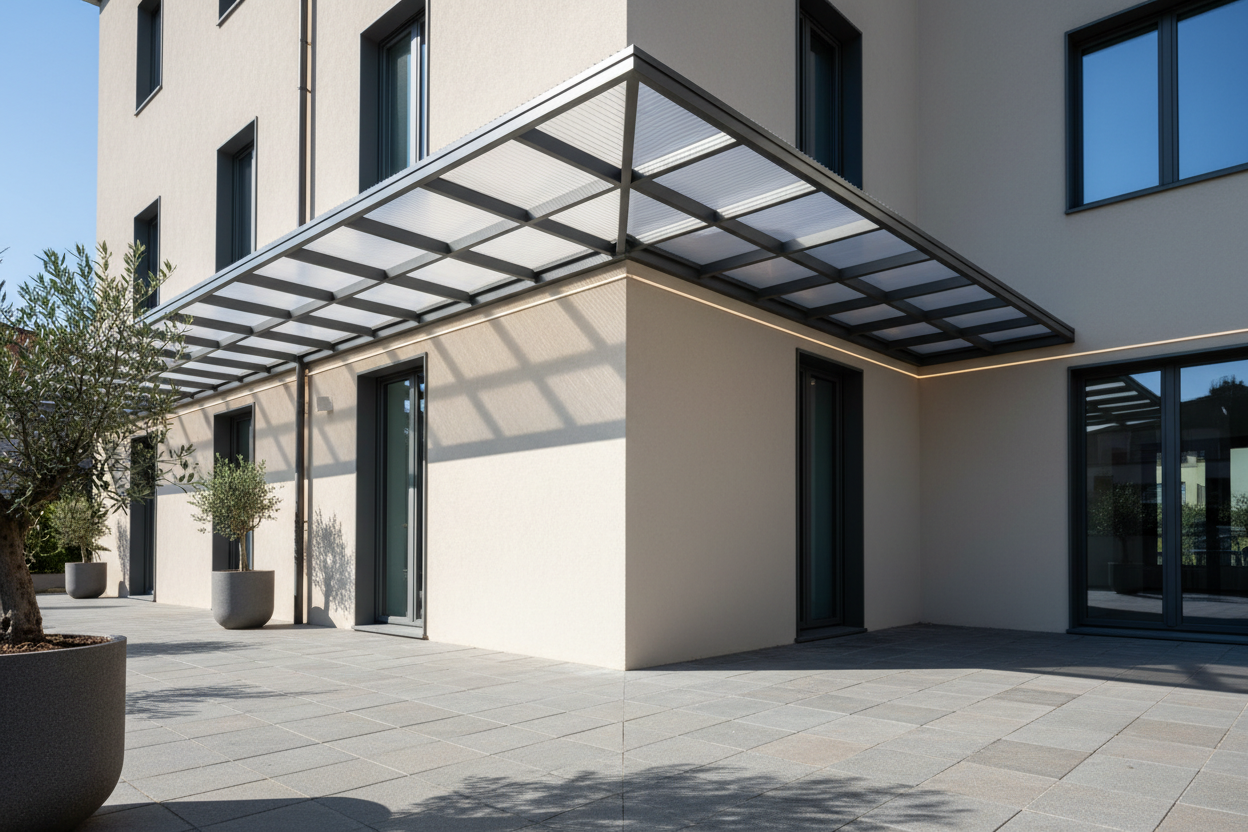 Pensilina ad Angolo Interno - Soluzione a L per Coperture