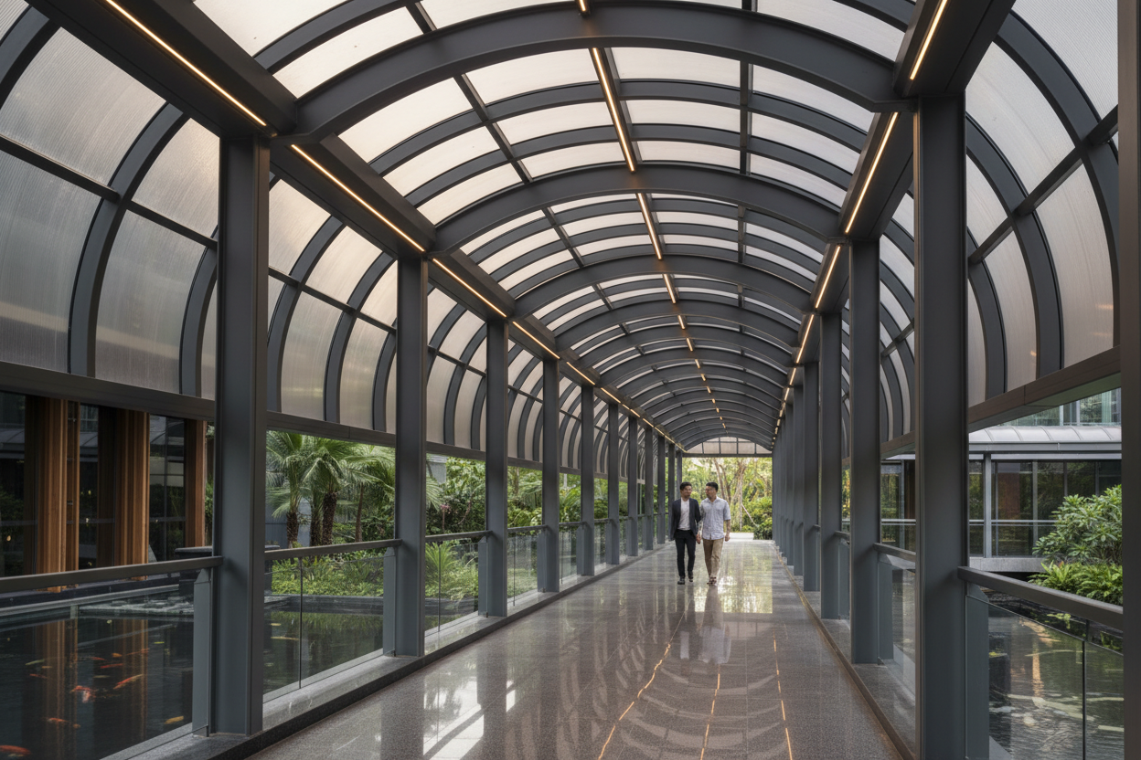 Passages piétonniers couverts sur mesure - Passages protégés pour entreprises, hôtels et clients privés