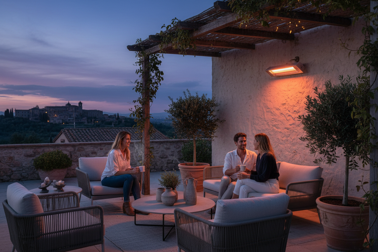 Chauffages infrarouges extérieurs - Pergolas et terrasses