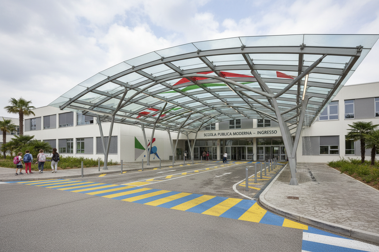Pensiline Ingresso Scuole - Tettoie Protettive per Istituti Scolastici