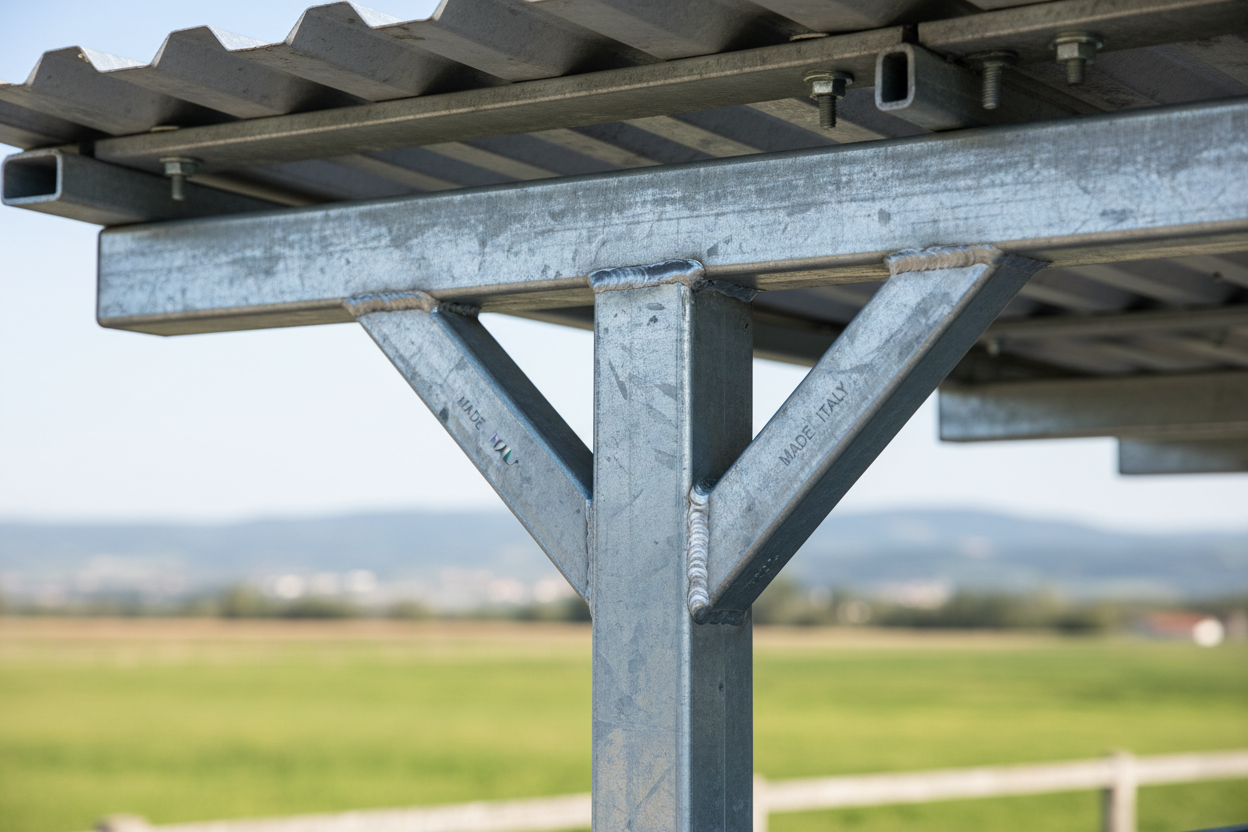 Tettoie per Cavalli in Acciaio Zincato - Coperture Resistenti per Maneggi
