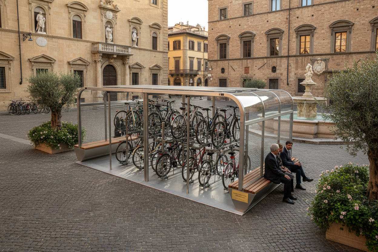 Tettoie per Biciclette - Pensiline Arredo Urbano per Comuni