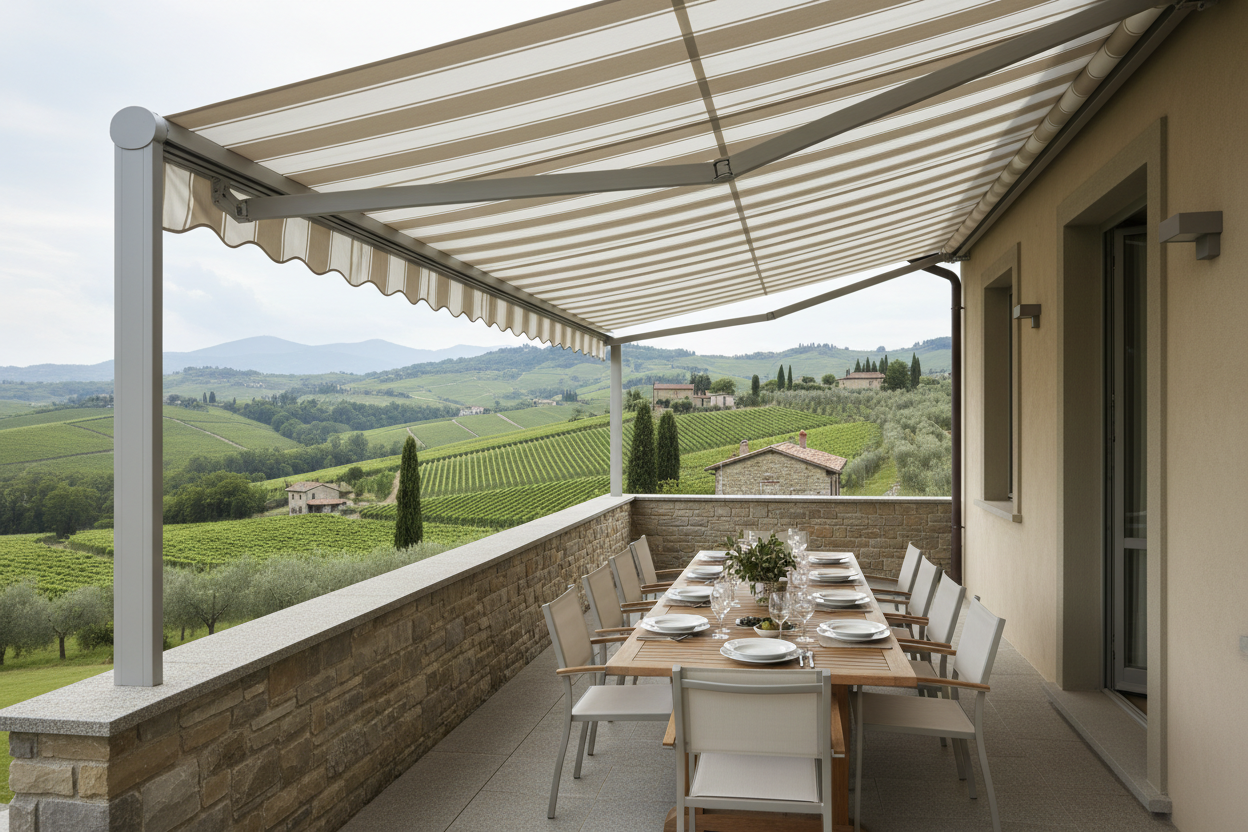 Store motorisé à Busca, Cuneo - Installation dans la région des Langhe-Roero, Piémont