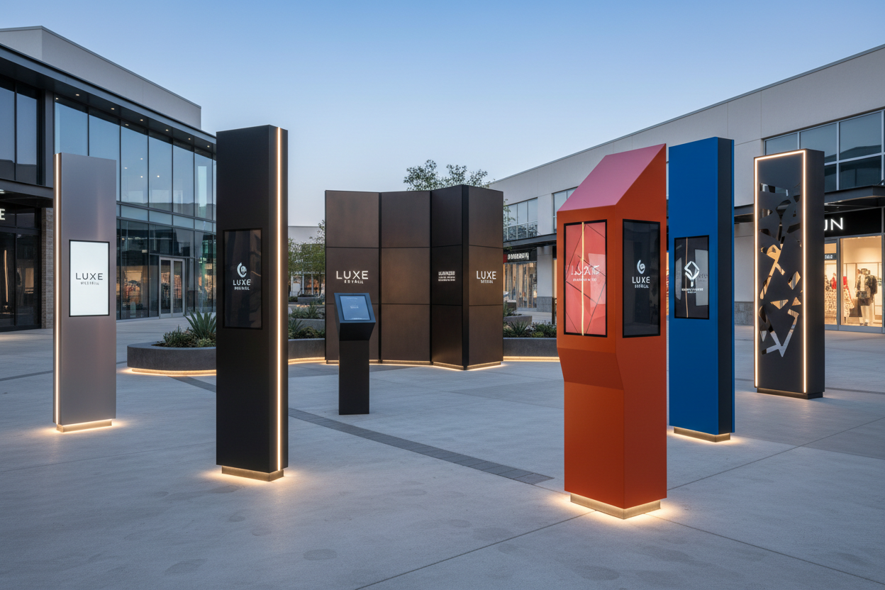 Insegne / Totem Pubblicitari su Misura — Struttura in Acciaio Verniciato a Polvere