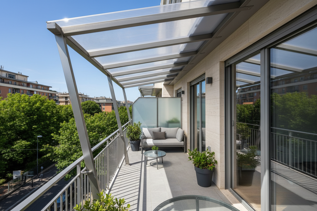 Tettoie per Balconi in Acciaio - Copertura Balcone Su Misura