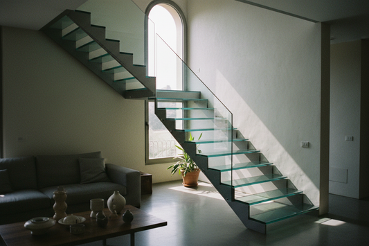 Scala con Gradini in Vetro Trasparente - Design Sospeso su Misura