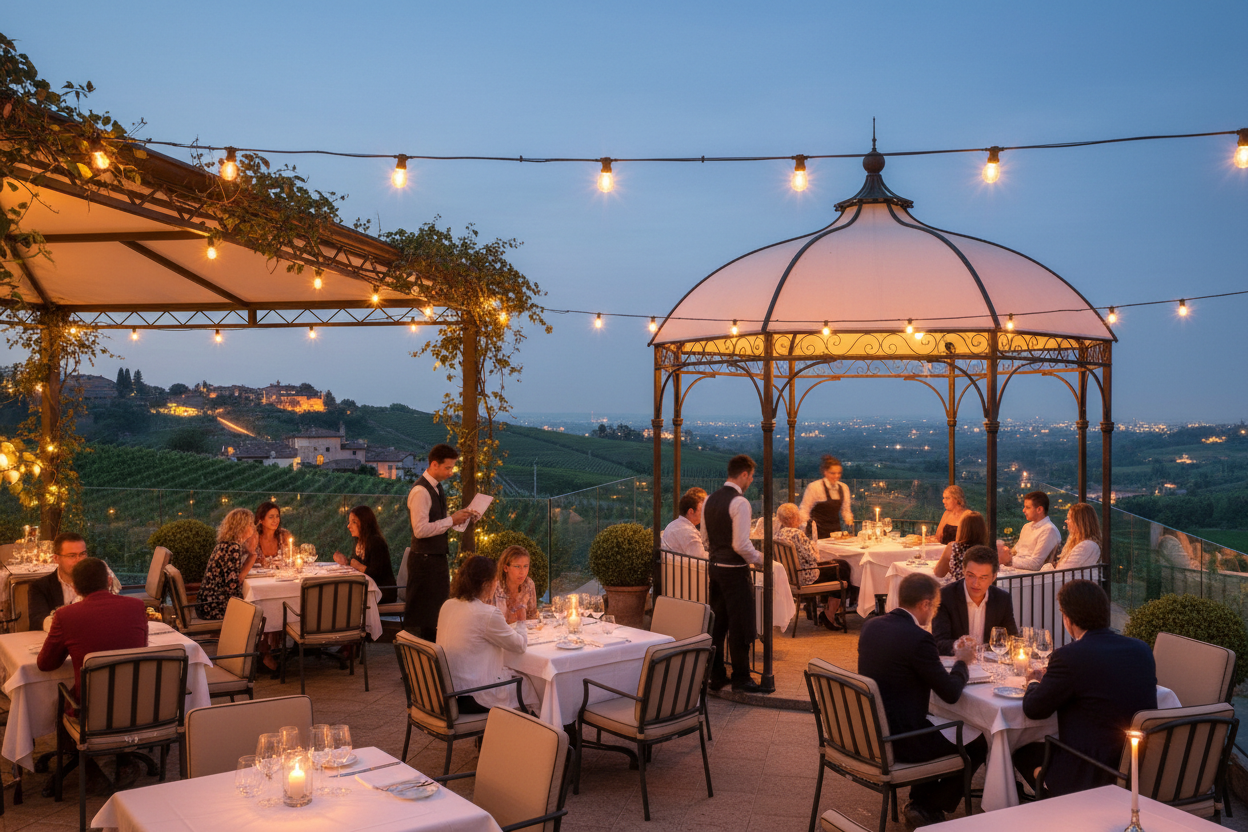 Gazebos pour restaurants et bars en plein air à Cuneo et Alba - Aménagements extérieurs dans le Piémont
