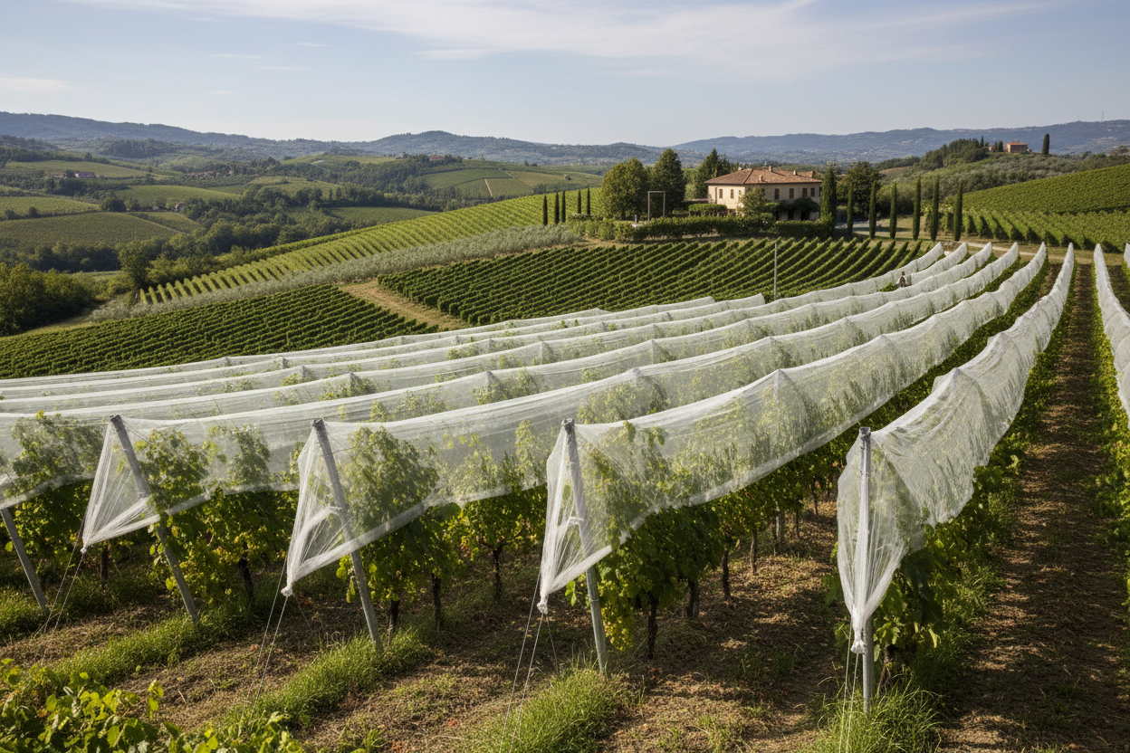 Protection contre la grêle pour les vignobles de Barolo dans les Langhe Roero - Protection des raisins dans le Piémont