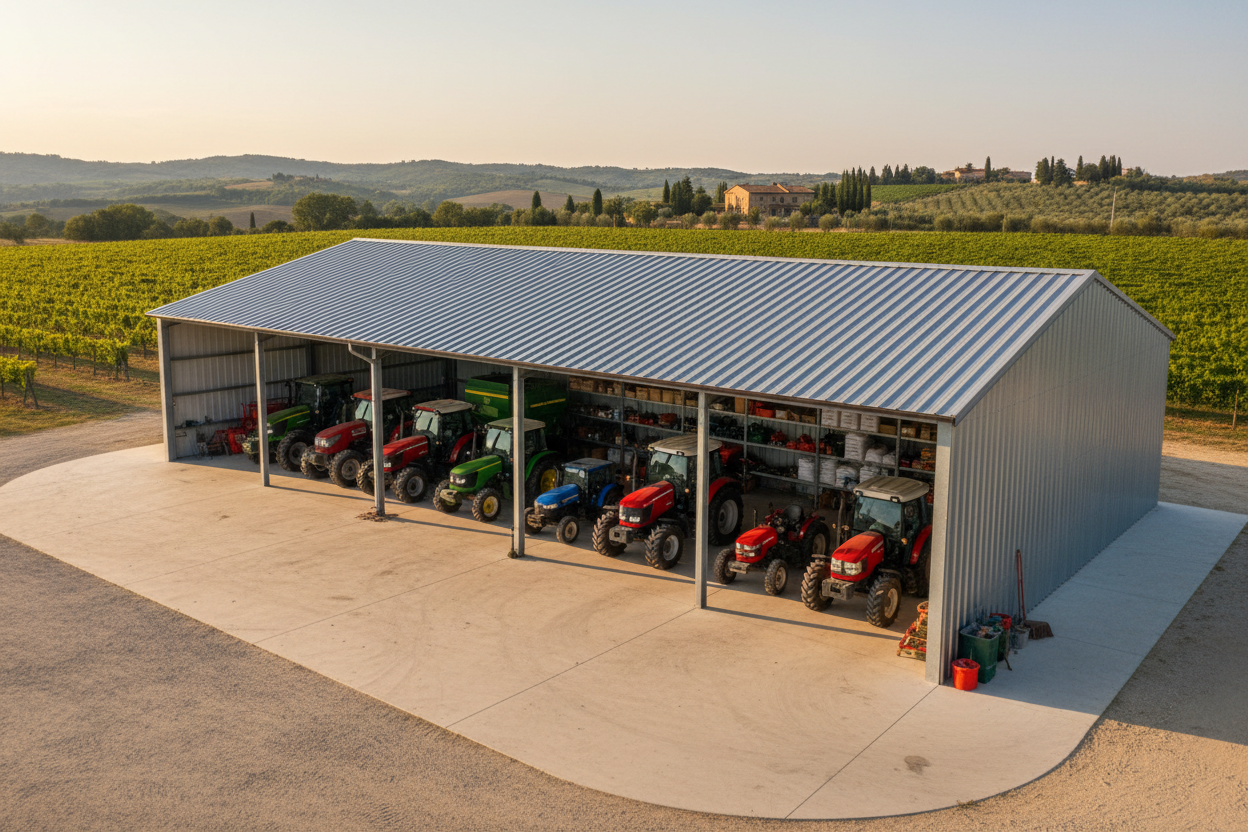 Tettoie per Attrezzi Agricoli in Acciaio - Coperture Macchinari Su Misura