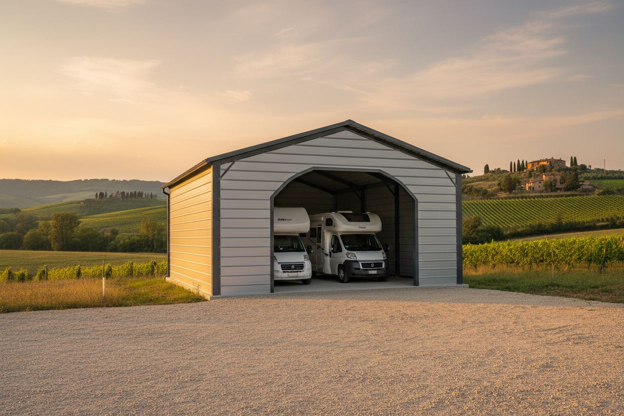 Tettoia Chiusa per Auto, Moto e Camper