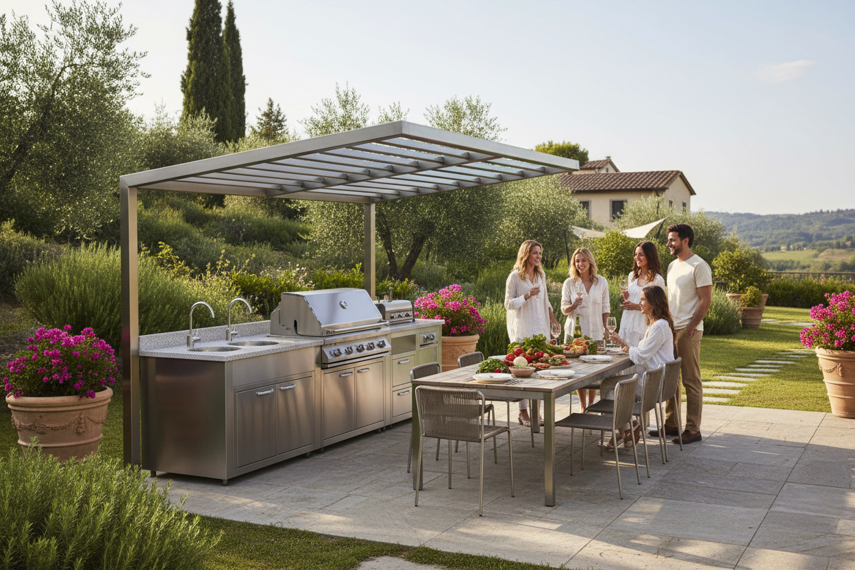 Auvents en acier pour barbecue - Housses sur mesure pour barbecues et grils