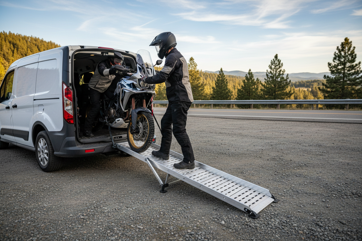 Rampa Pieghevole per Carico Moto su Furgone - Alluminio Professionale