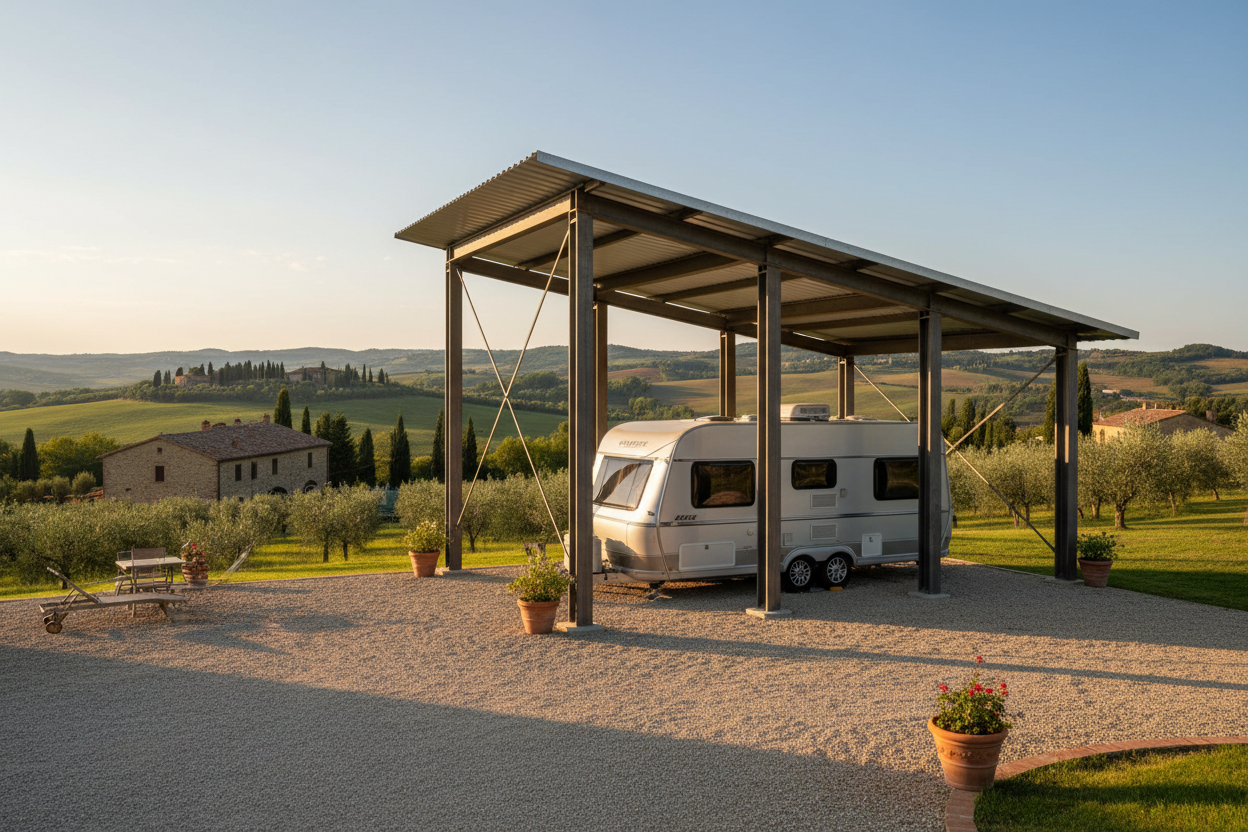 Tettoie per Roulotte in Acciaio - Coperture Caravan Su Misura
