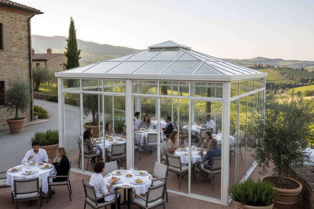 Gazebos pour restaurants et bars en plein air à Cuneo et Alba - Aménagements extérieurs dans le Piémont