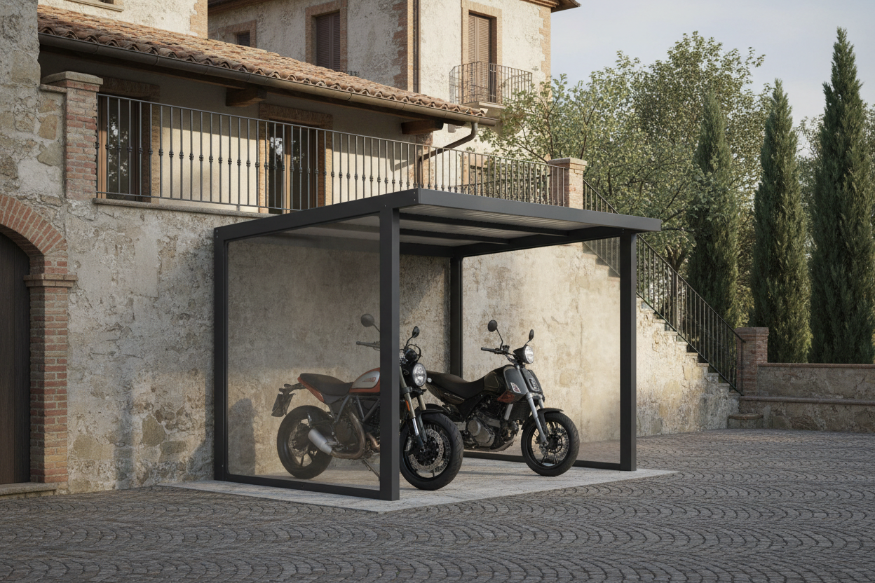 Abri moto en acier - Housses de moto sur mesure