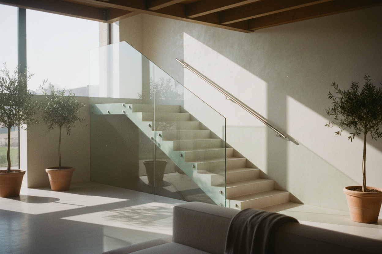 Scale e Ringhiere in Vetro Trasparente - Parapetti e Balaustre su Misura