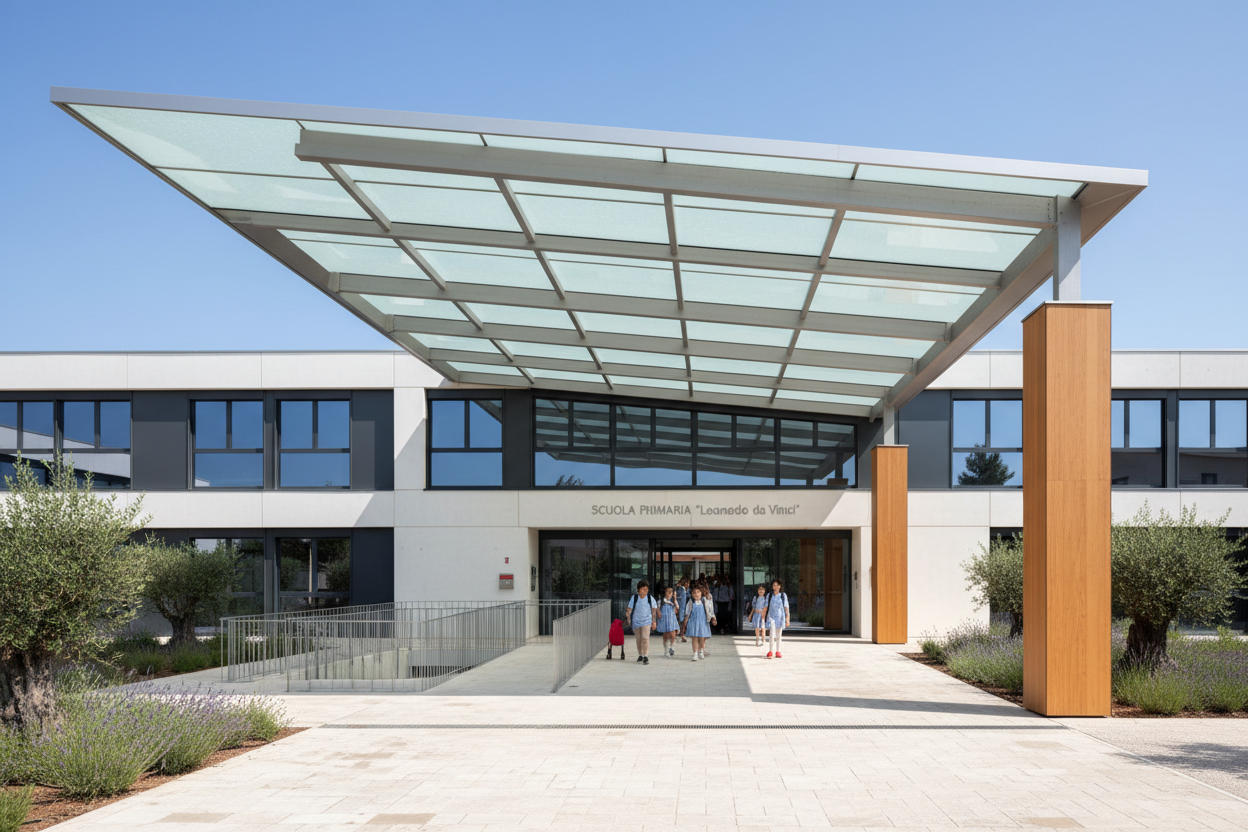 Pensiline Ingresso Scuole - Tettoie Protettive per Istituti Scolastici