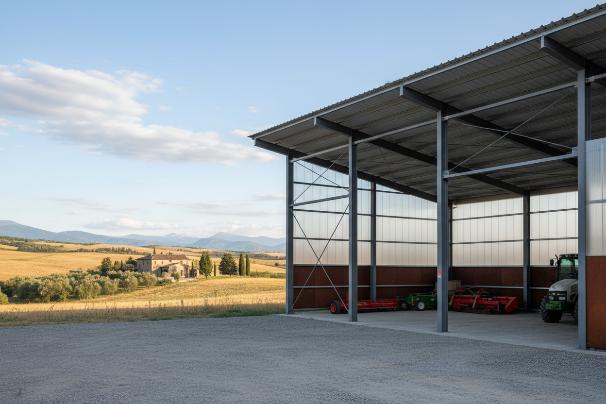 Tettoie per Attrezzi Agricoli in Acciaio - Coperture Macchinari Su Misura