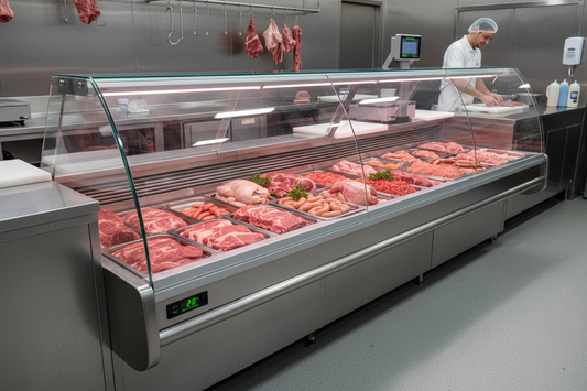Vitrines de comptoir en verre synthétique conformes aux normes HACCP - Fabriquées sur mesure pour les boucheries, boulangeries et pâtisseries
