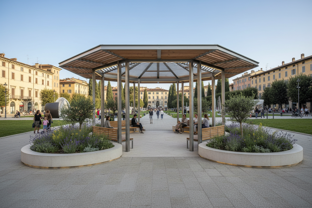 Gazebos et pergolas pour parcs publics - Espaces de détente communs