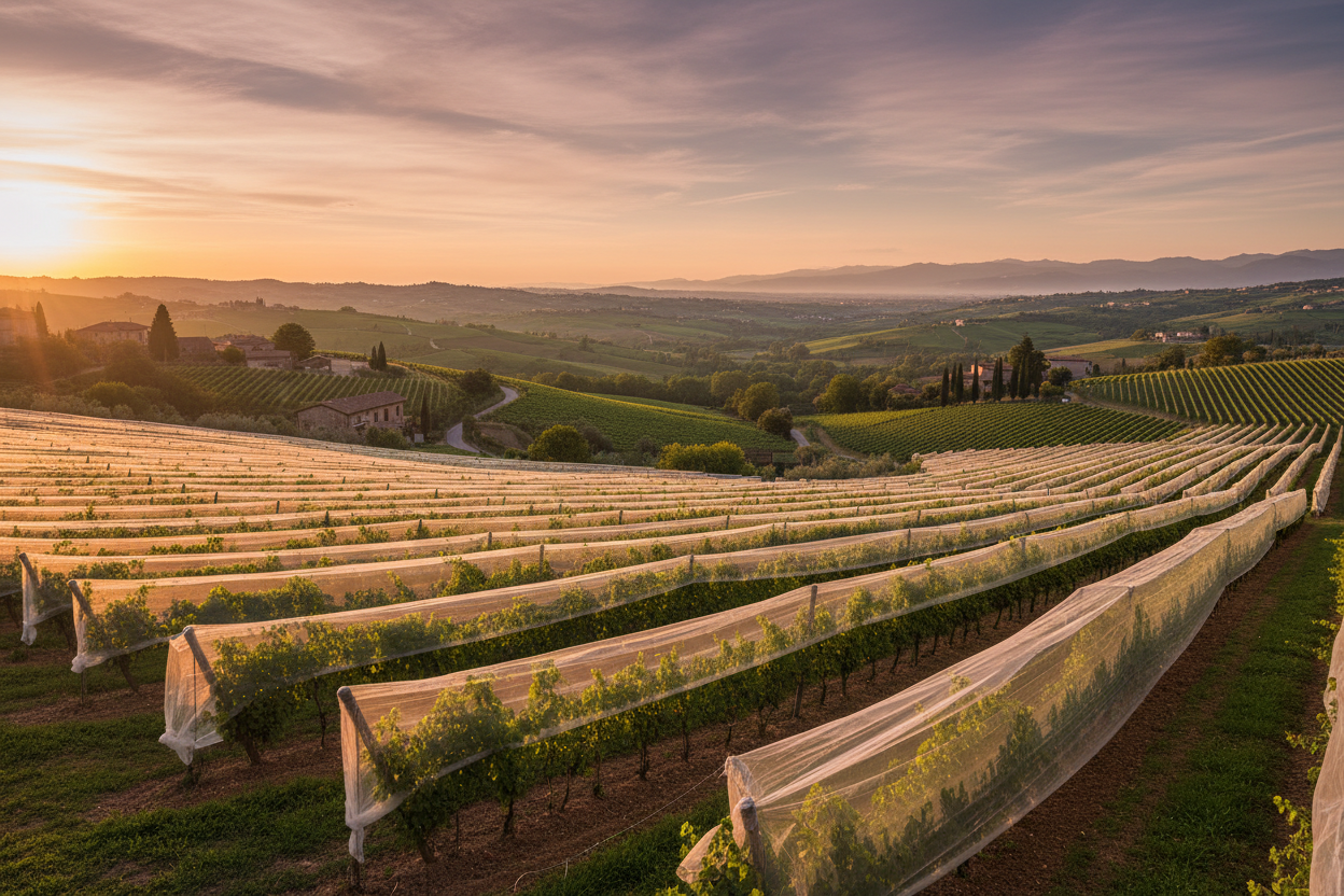 Protection contre la grêle pour les vignobles de Barolo dans les Langhe Roero - Protection des raisins dans le Piémont