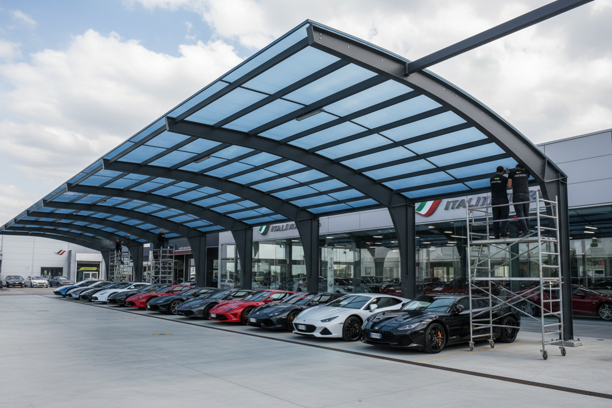 Tettoie Antigrandine per Concessionari - Protezione Auto Premium