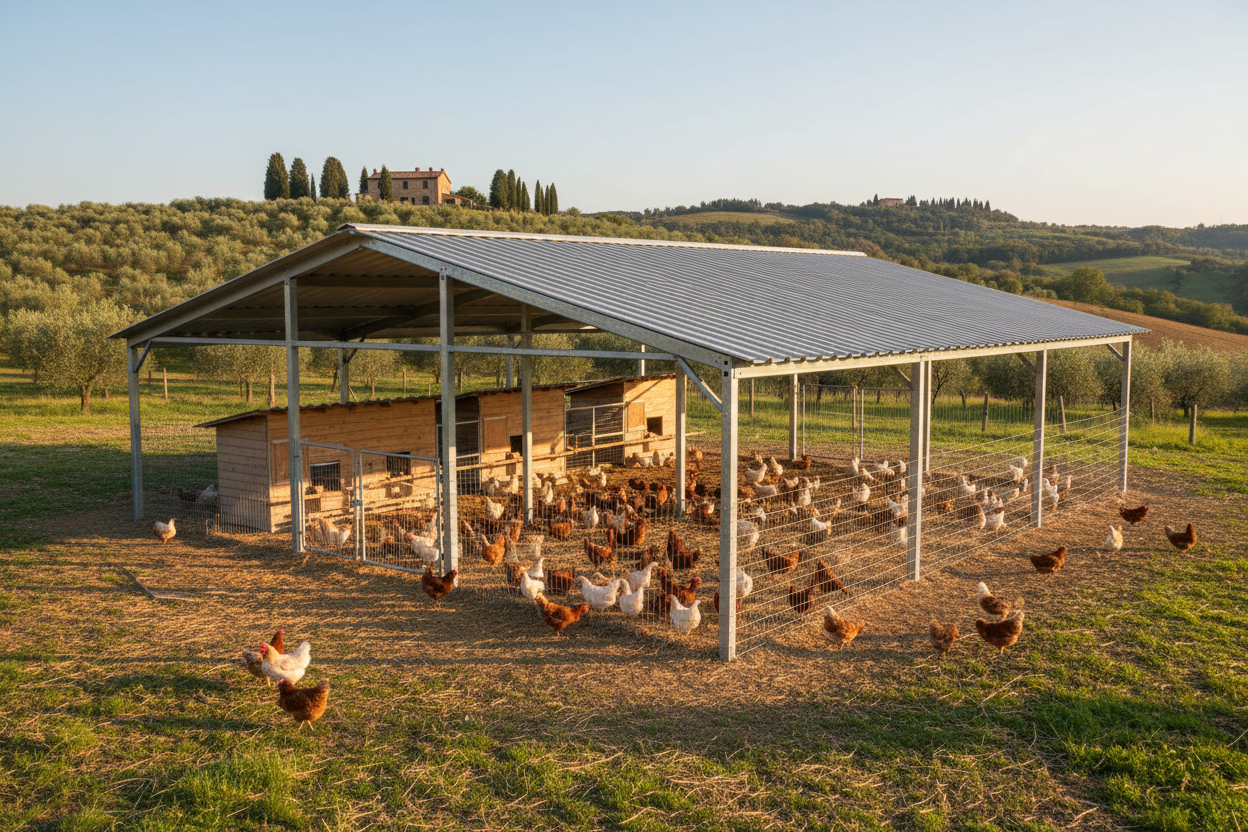 Tettoie per Pollai in Acciaio - Copertura Pollaio Su Misura
