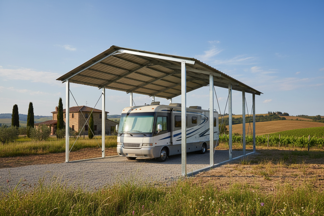 Auvents en acier pour caravanes et camping-cars - Couvertures hautes