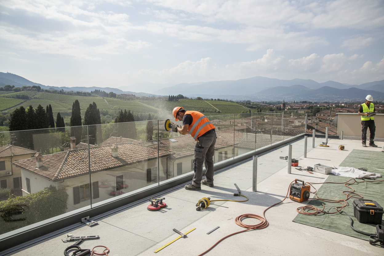 Installazione ringhiera vetro