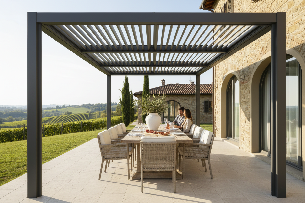 Pergola lamelle aperte