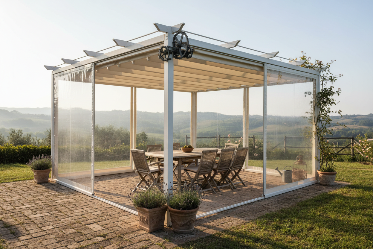 Pergola retrattile - meccanismo chiuso