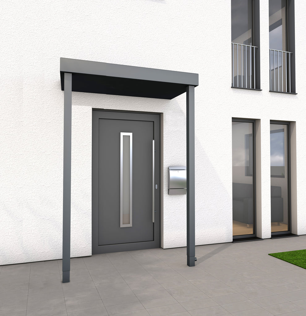 Tettoia per ingresso MINIMAL  con LED e Montanti - in acciaio Antracite