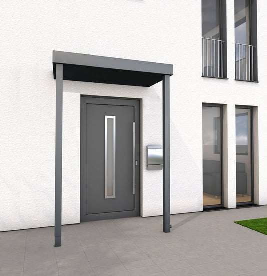 Tettoia per ingresso MINIMAL  con LED e Montanti - in acciaio Antracite