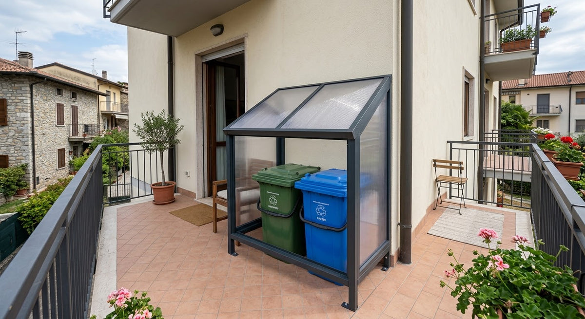 Pensilina Netturbina su misura per bidoni da balcone