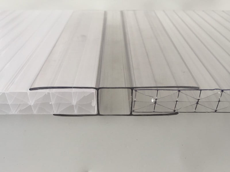 Raccords en H en polycarbonate ou en aluminium pour polycarbonate - Profilés de raccord de 4 mm, 6 mm, 8 mm et 10 mm