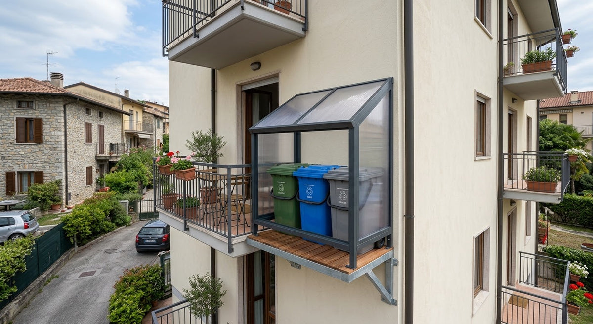 Pensilina Netturbina su misura per bidoni da balcone