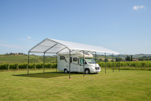 Tunnel camper con camper sotto